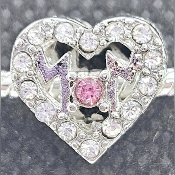 Sterling Silver 925 Bracelet With Heart-Shaped MOM Charm NWT - Picture 8 of 9